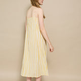 AURELI SLIP DRESS, IVORY // YELLOW STRIPE COTTON