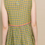 ARORA DRESS, KHAKI // GREEN CHECK COTTON JAMDANI