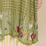 ARORA DRESS, KHAKI // GREEN CHECK COTTON JAMDANI