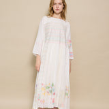 BAGHERIA DRESS, IVORY COTTON JAMDANI