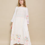 BAGHERIA DRESS, IVORY COTTON JAMDANI