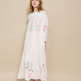BAGHERIA DRESS, IVORY COTTON JAMDANI