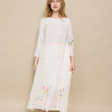 BAGHERIA DRESS, IVORY COTTON JAMDANI