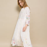 BAGHERIA DRESS, IVORY COTTON JAMDANI