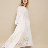 BAGHERIA DRESS, IVORY COTTON JAMDANI