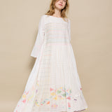BAGHERIA DRESS, IVORY COTTON JAMDANI