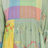 TARANG DRESS, GREEN COTTON JAMDANI