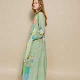 TARANG DRESS, GREEN COTTON JAMDANI