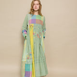 TARANG DRESS, GREEN COTTON JAMDANI