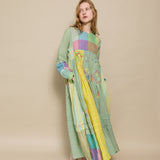 TARANG DRESS, GREEN COTTON JAMDANI