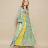 TARANG DRESS, GREEN COTTON JAMDANI