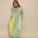 TARANG DRESS, GREEN COTTON JAMDANI