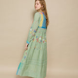 TARANG DRESS, GREEN COTTON JAMDANI