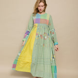 TARANG DRESS, GREEN COTTON JAMDANI