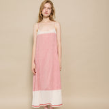BLANCH SLIP DRESS, IVORY // RED STRIPE COTTON