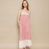BLANCH SLIP DRESS, IVORY // RED STRIPE COTTON