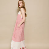 BLANCH SLIP DRESS, IVORY // RED STRIPE COTTON
