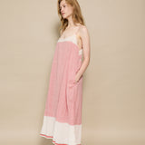 BLANCH SLIP DRESS, IVORY // RED STRIPE COTTON