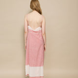 BLANCH SLIP DRESS, IVORY // RED STRIPE COTTON