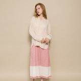 BLANCH SLIP DRESS, IVORY // RED STRIPE COTTON