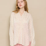 MAE BLOUSE, IVORY // RED JAMDANI