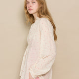 MAE BLOUSE, IVORY // RED JAMDANI