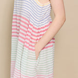 NARMADA SLIP DRESS, IVORY // MULTI STRIPE COTTON
