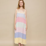 NARMADA SLIP DRESS, IVORY // MULTI STRIPE COTTON