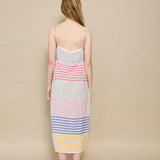 NARMADA SLIP DRESS, IVORY // MULTI STRIPE COTTON