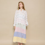 NARMADA SLIP DRESS, IVORY // MULTI STRIPE COTTON