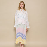MAIRI JAMDANI BLOUSE, IVORY // INDIGO COTTON