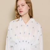 MAIRI JAMDANI BLOUSE, IVORY // INDIGO COTTON