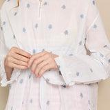 MAIRI JAMDANI BLOUSE, IVORY // INDIGO COTTON