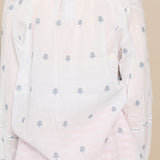 MAIRI JAMDANI BLOUSE, IVORY // INDIGO COTTON