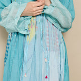 GANGE DRESS, BLUE COTTON JAMDANI