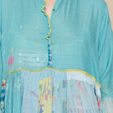 GANGE DRESS, BLUE COTTON JAMDANI