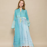 GANGE DRESS, BLUE COTTON JAMDANI