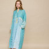 GANGE DRESS, BLUE COTTON JAMDANI