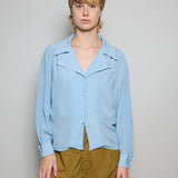 CAMELIA SHIRT, BLUE CREPE DE CHINE SILK