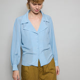 CAMELIA SHIRT, BLUE CREPE DE CHINE SILK