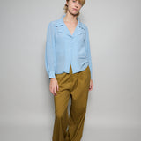 CAMELIA SHIRT, BLUE CREPE DE CHINE SILK