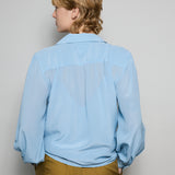 CAMELIA SHIRT, BLUE CREPE DE CHINE SILK