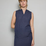 DEVI SWING DRESS, NAVY GINGHAM COTTON