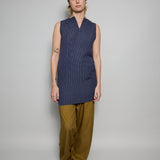 DEVI SWING DRESS, NAVY GINGHAM COTTON