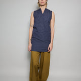 DEVI SWING DRESS, NAVY GINGHAM COTTON