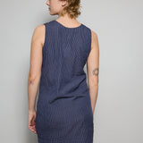 DEVI SWING DRESS, NAVY GINGHAM COTTON