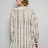 RANI COAT DRESS MINI, BEIGE//BLACK COTTON SILK