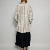 RANI COAT DRESS MINI, BEIGE//BLACK COTTON SILK