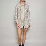 RANI COAT DRESS MINI, BEIGE//BLACK COTTON SILK