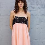 IRIS SLIP DRESS, COTTON SILK PEACH/WHITE